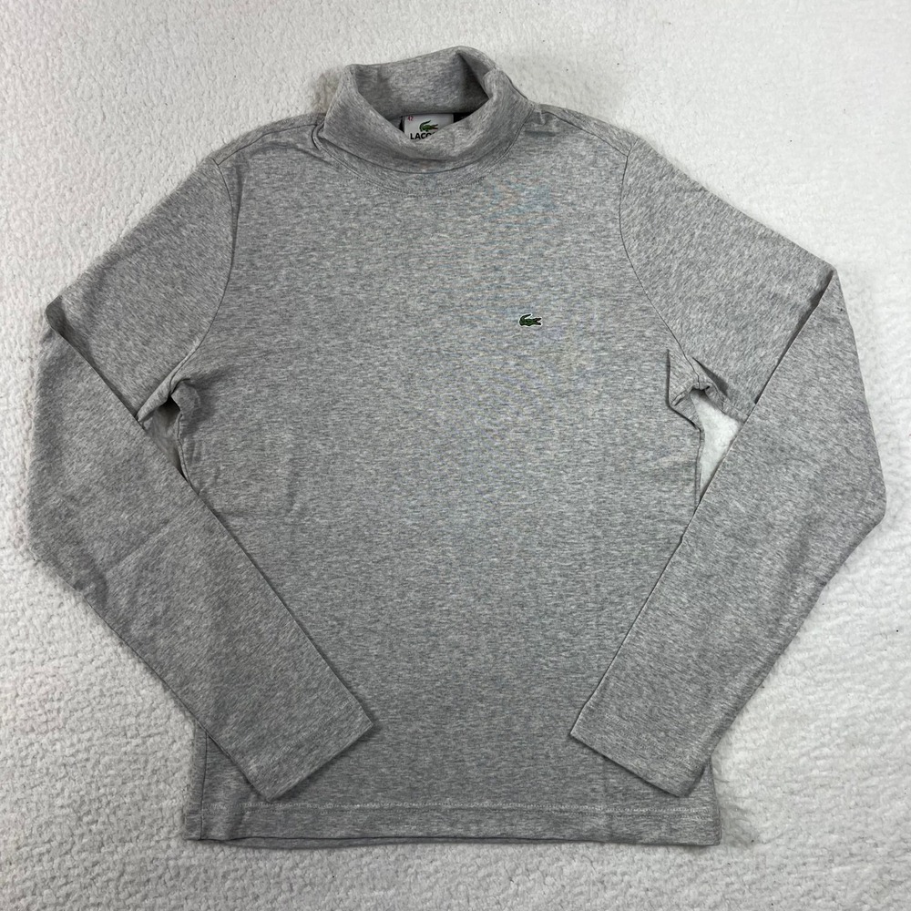 Lacoste Women's Gray Cotton Turtleneck Long Sleeve Top US Size L (EU/10) VTG NWT